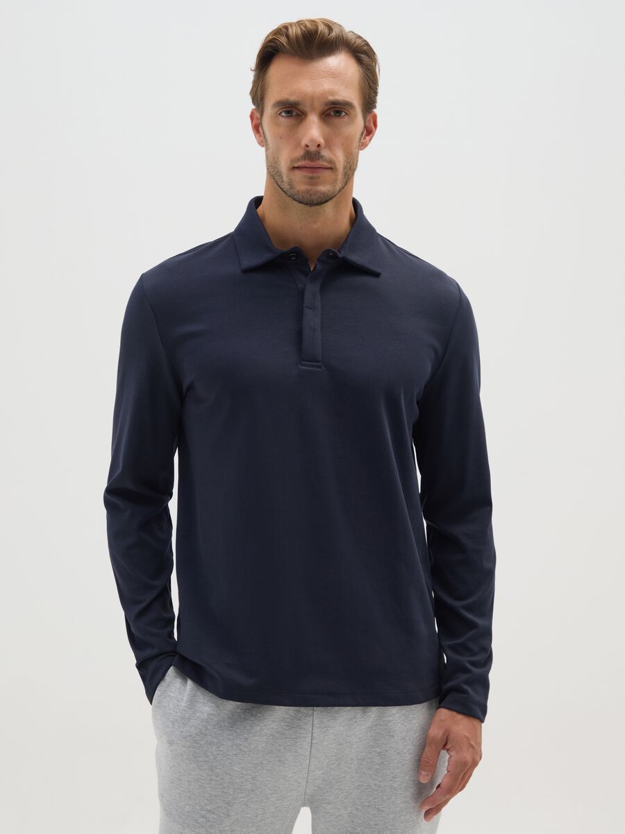 Polo in misto cotone blu regular fit_0