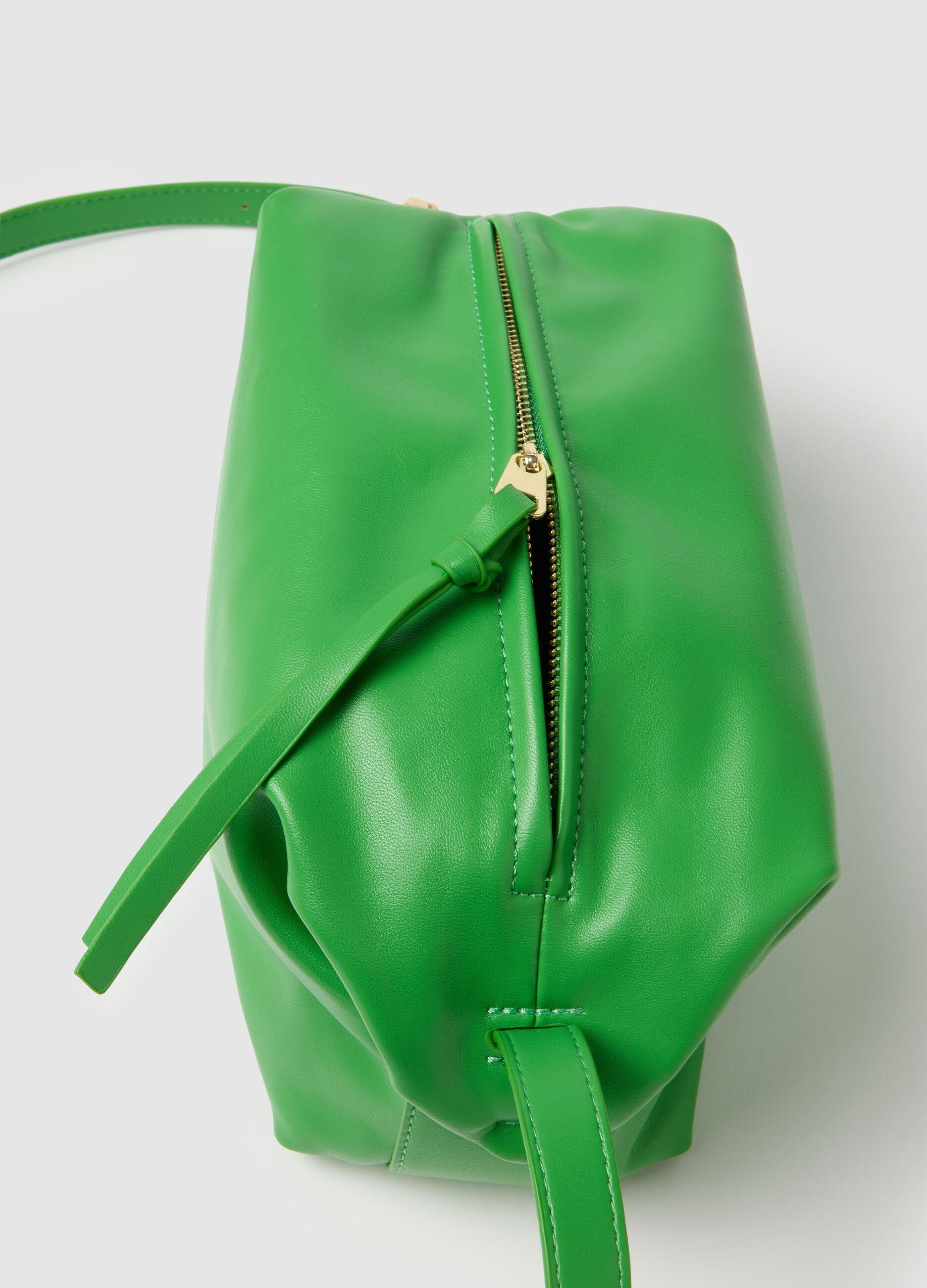 Green Shoulder Bag with Zip Closure