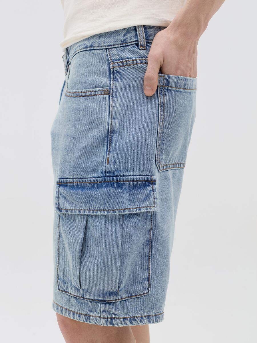 Cargo Bermuda shorts in denim_2