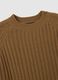 Brown crew-neck regular fit sweater with knitted pattern_1