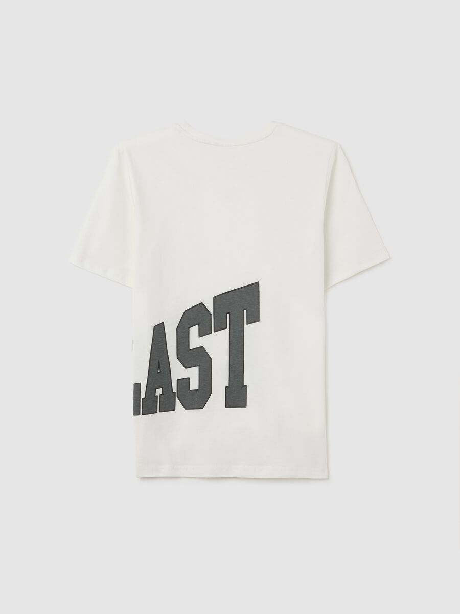 White cotton T-shirt with maxi logo print_4