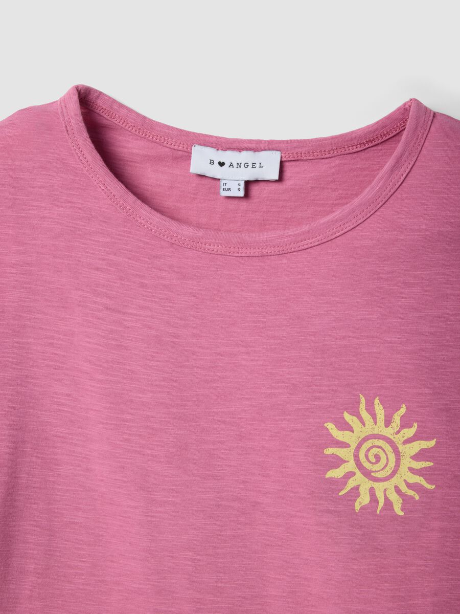 Pink pure cotton relaxed-fit T-shirt with sun print_5