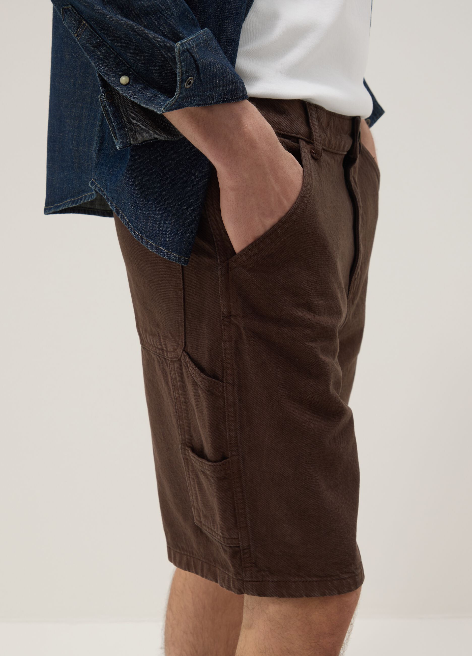 Brown pure cotton bermuda shorts