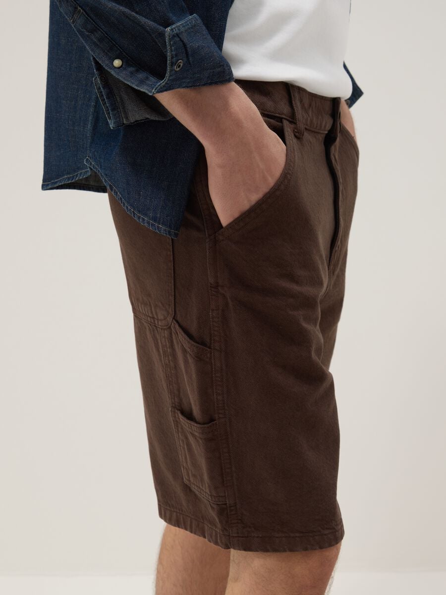 Brown pure cotton bermuda shorts_3