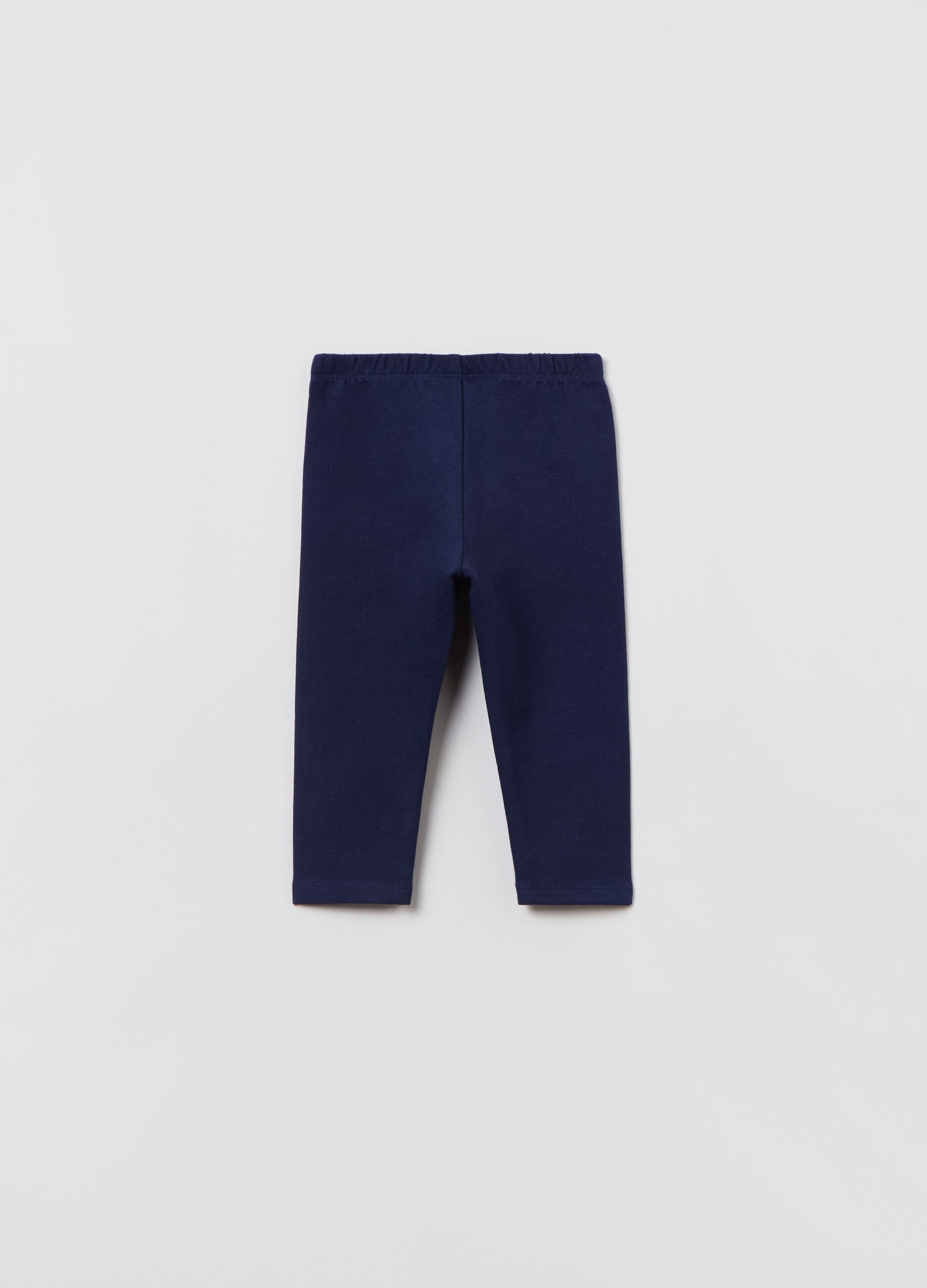 Leggings in cotone stretch tinta unita _1