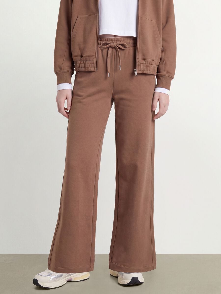 Girls&rsquo; brown culotte trousers in pure organic cotton_1