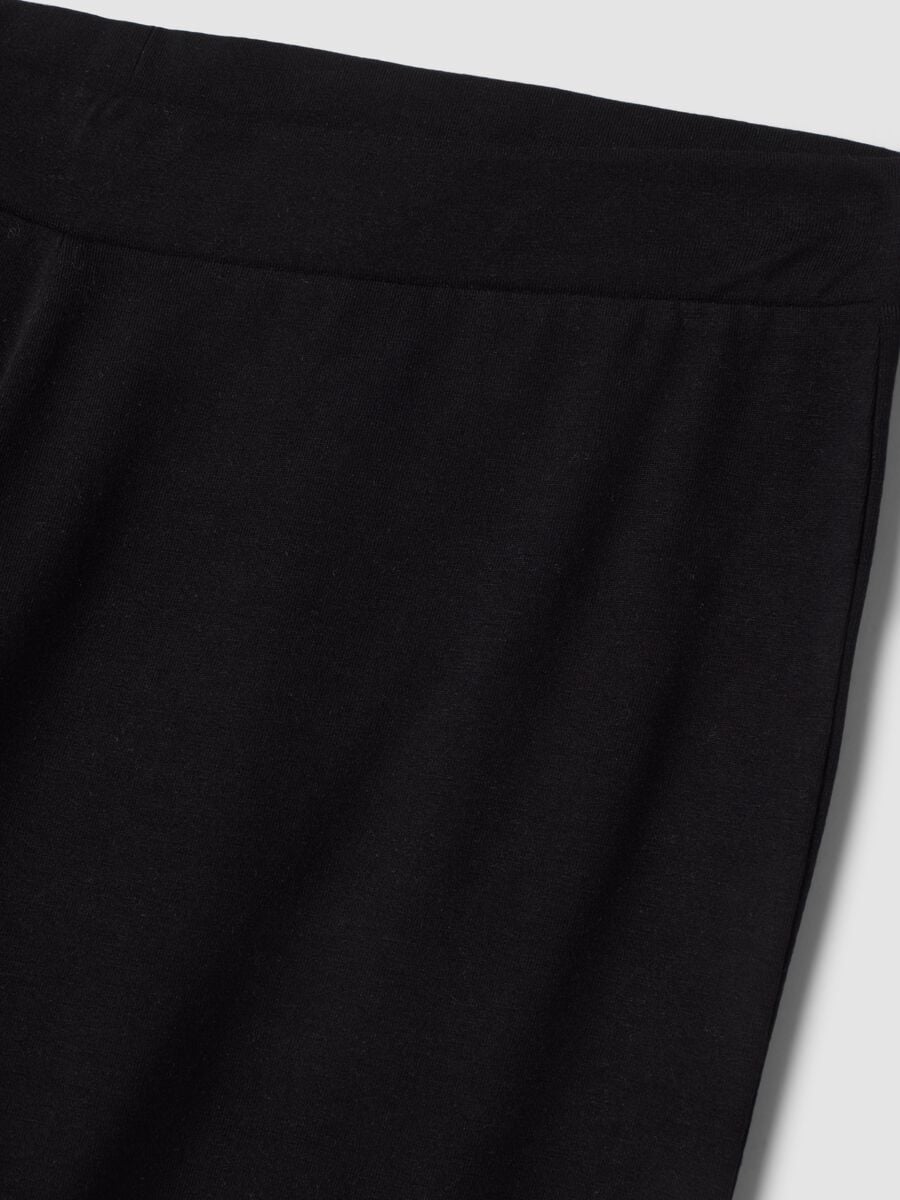 Black flared stretch cotton leggings_1