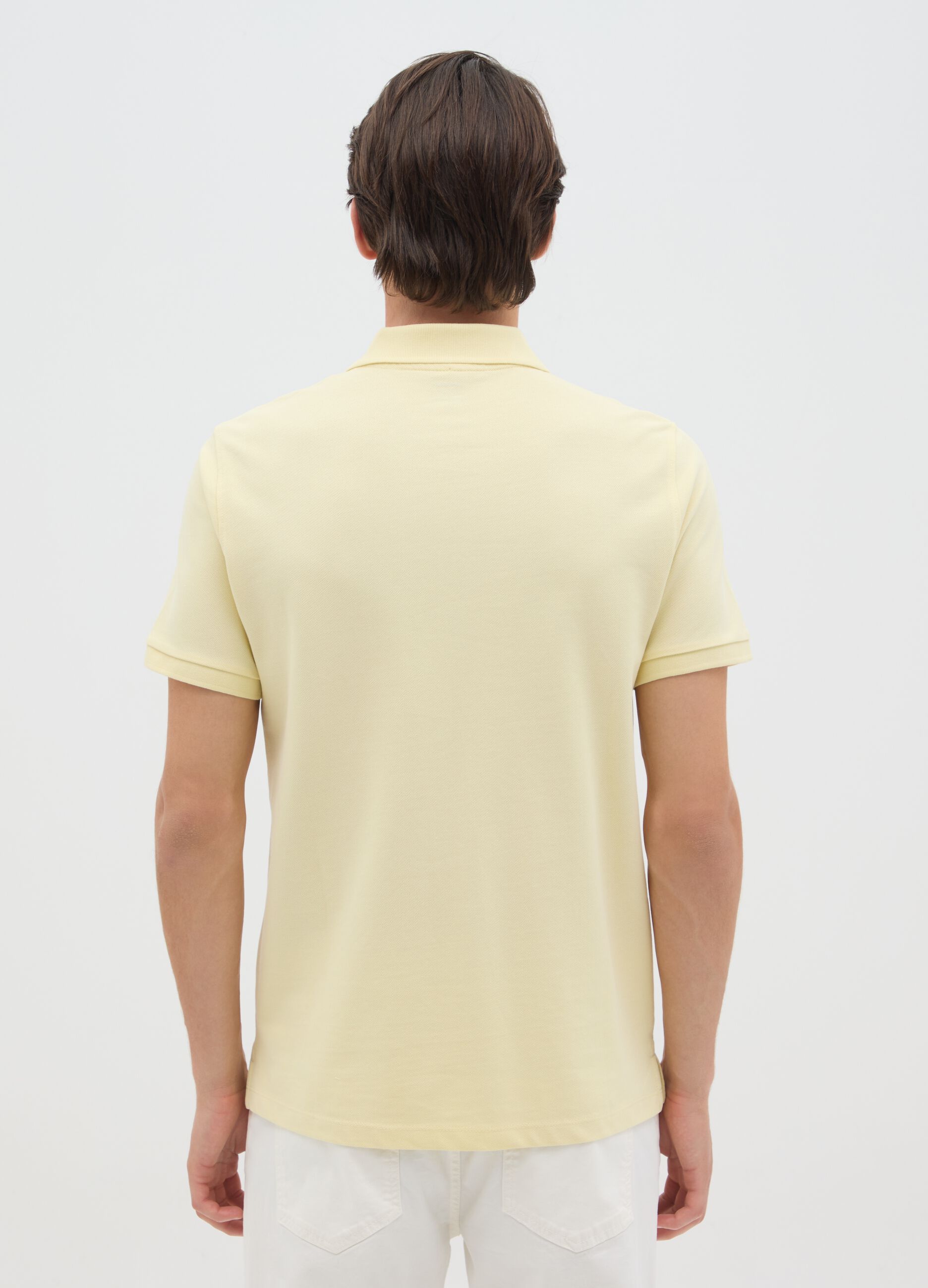 Men's pure cotton yellow polo regular fit