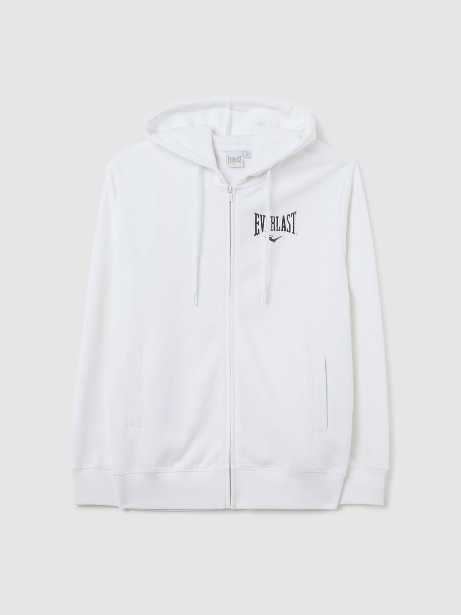 White full-zip sweatshirt with hood and foil print_4