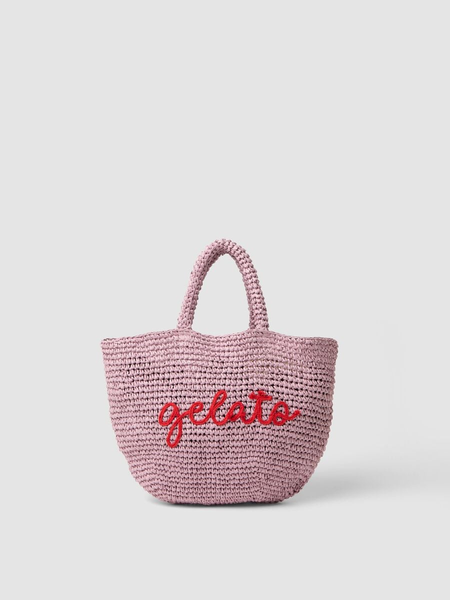 Borsa mare rosa in puro tessuto carta_0