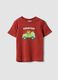 Red short-sleeved pure organic cotton T-shirt with print_0