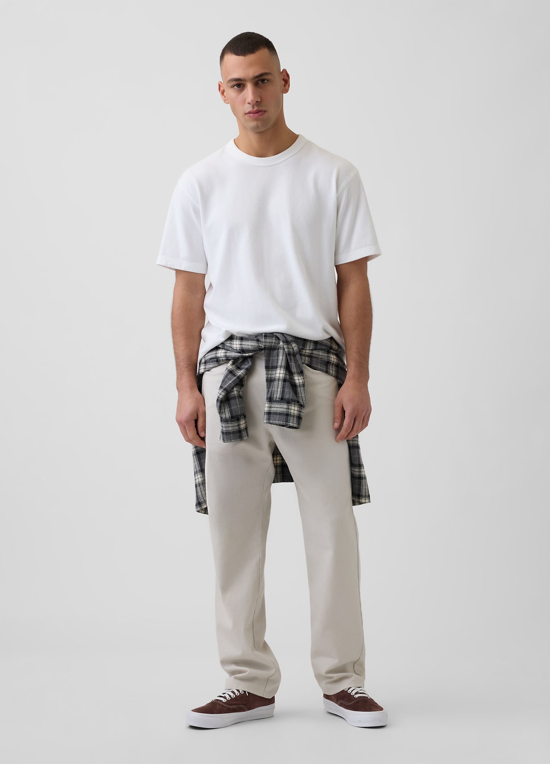 Linen and cotton blend trousers