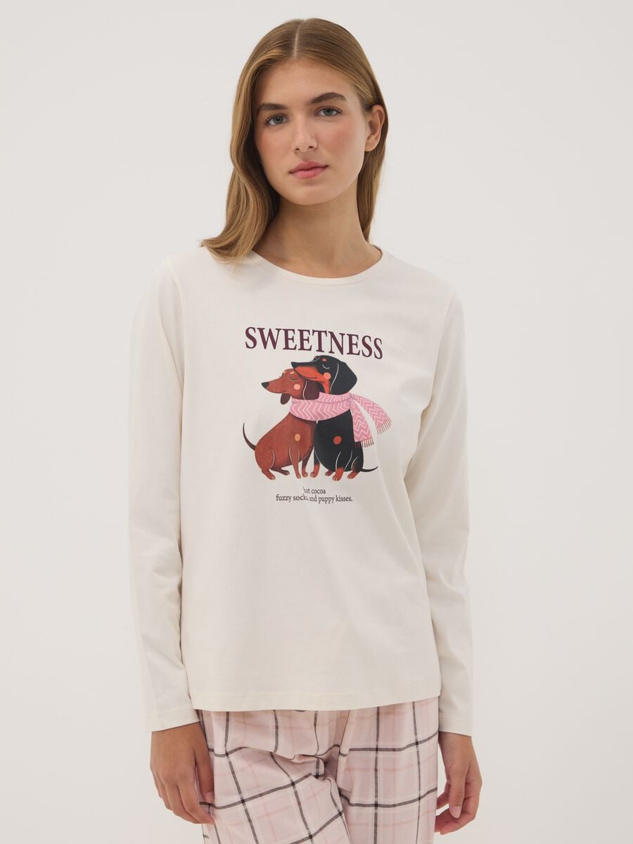 Pink pure organic cotton crew-neck pyjamas_1
