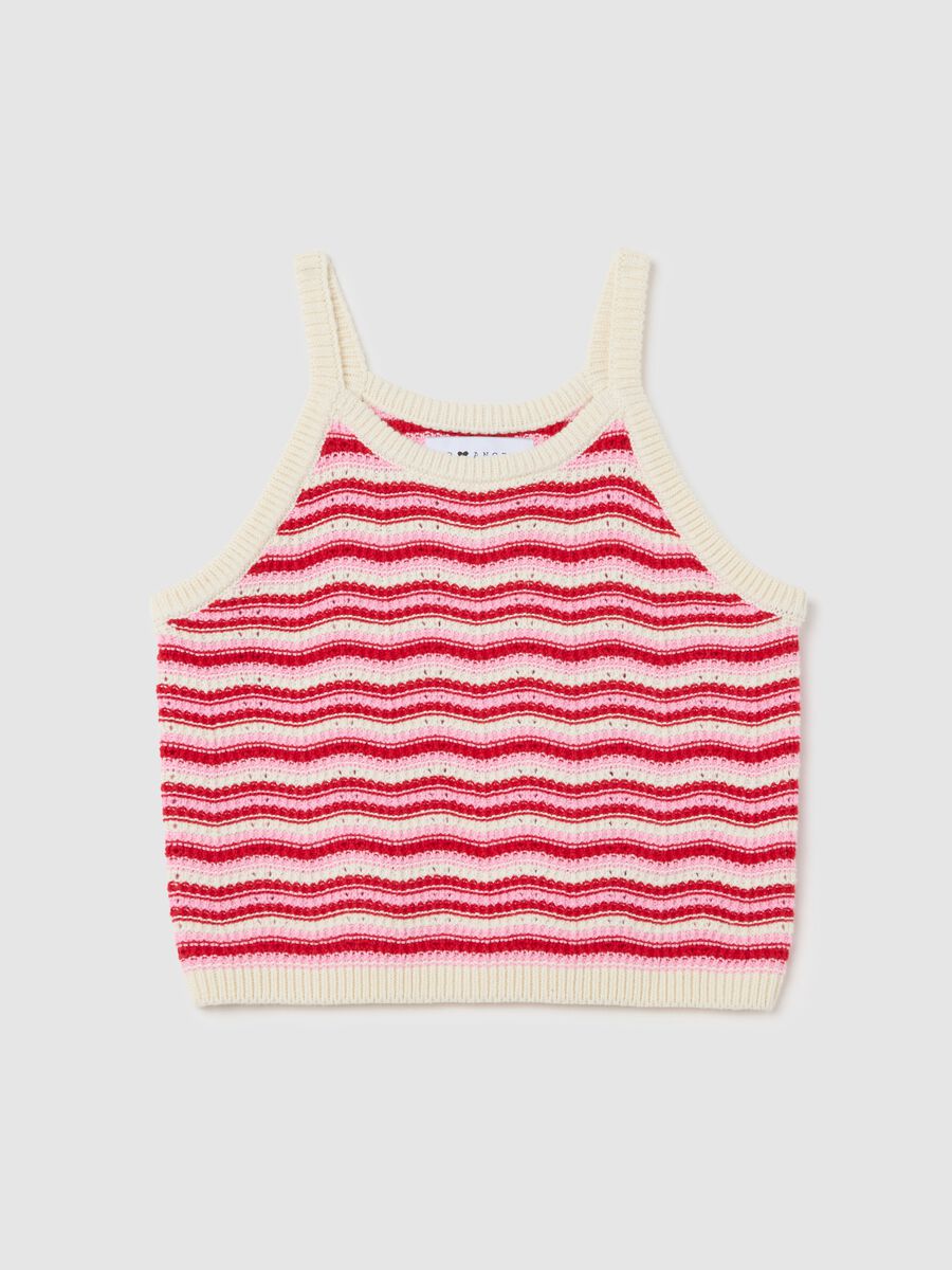 Red and white striped top in pure cotton B.Angel_4