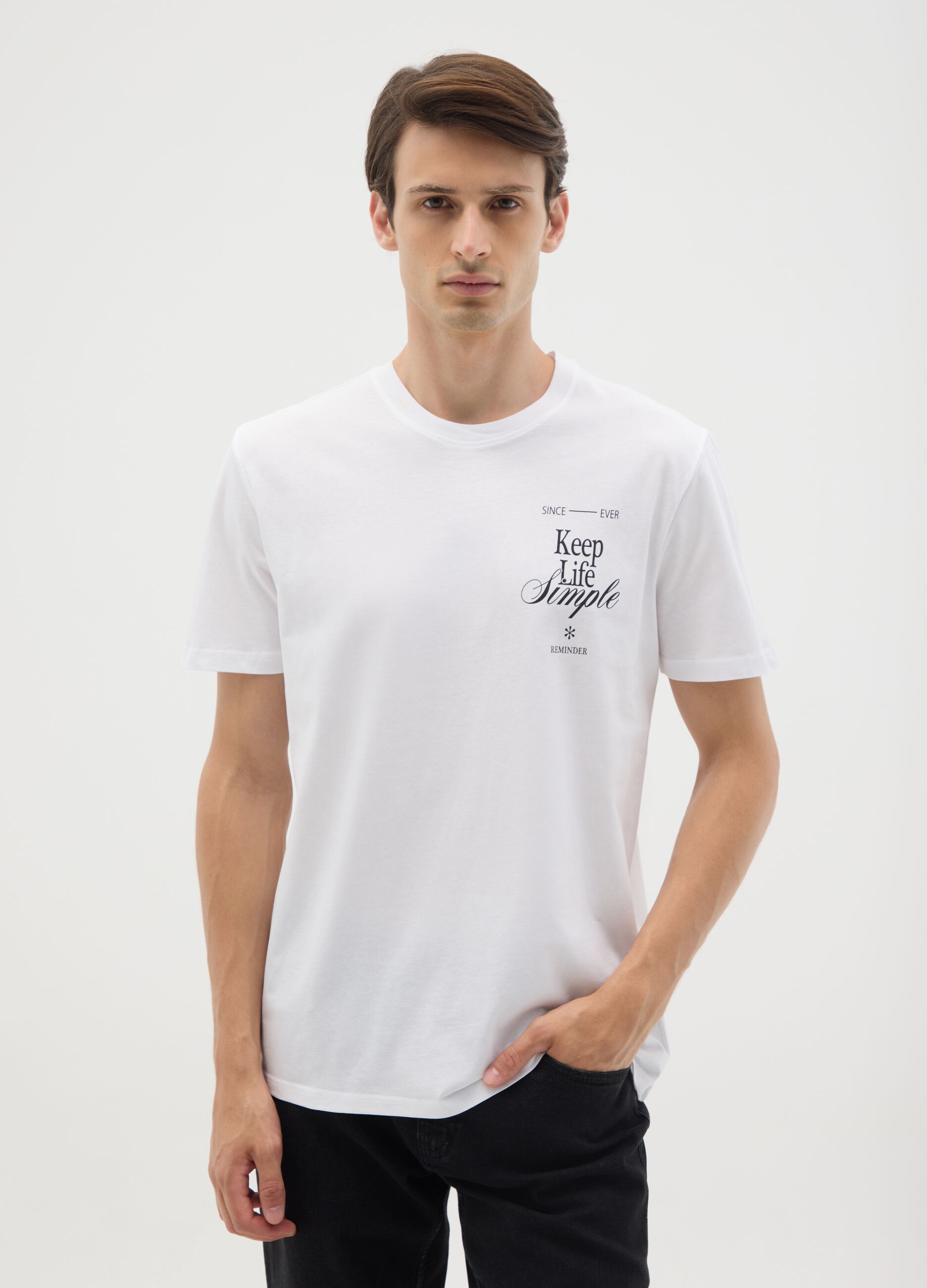 White pure cotton regular fit T-shirt
