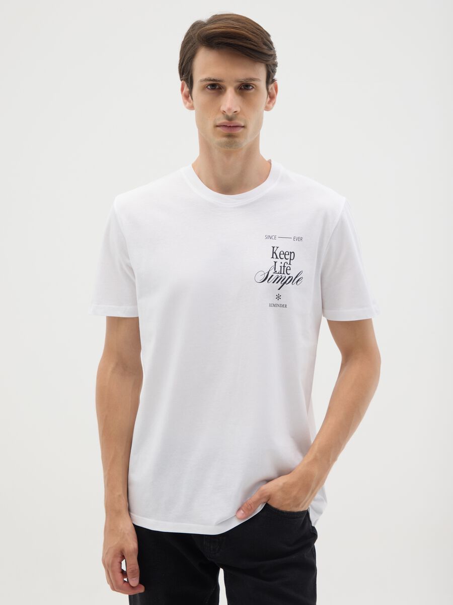 White pure cotton regular fit T-shirt_0