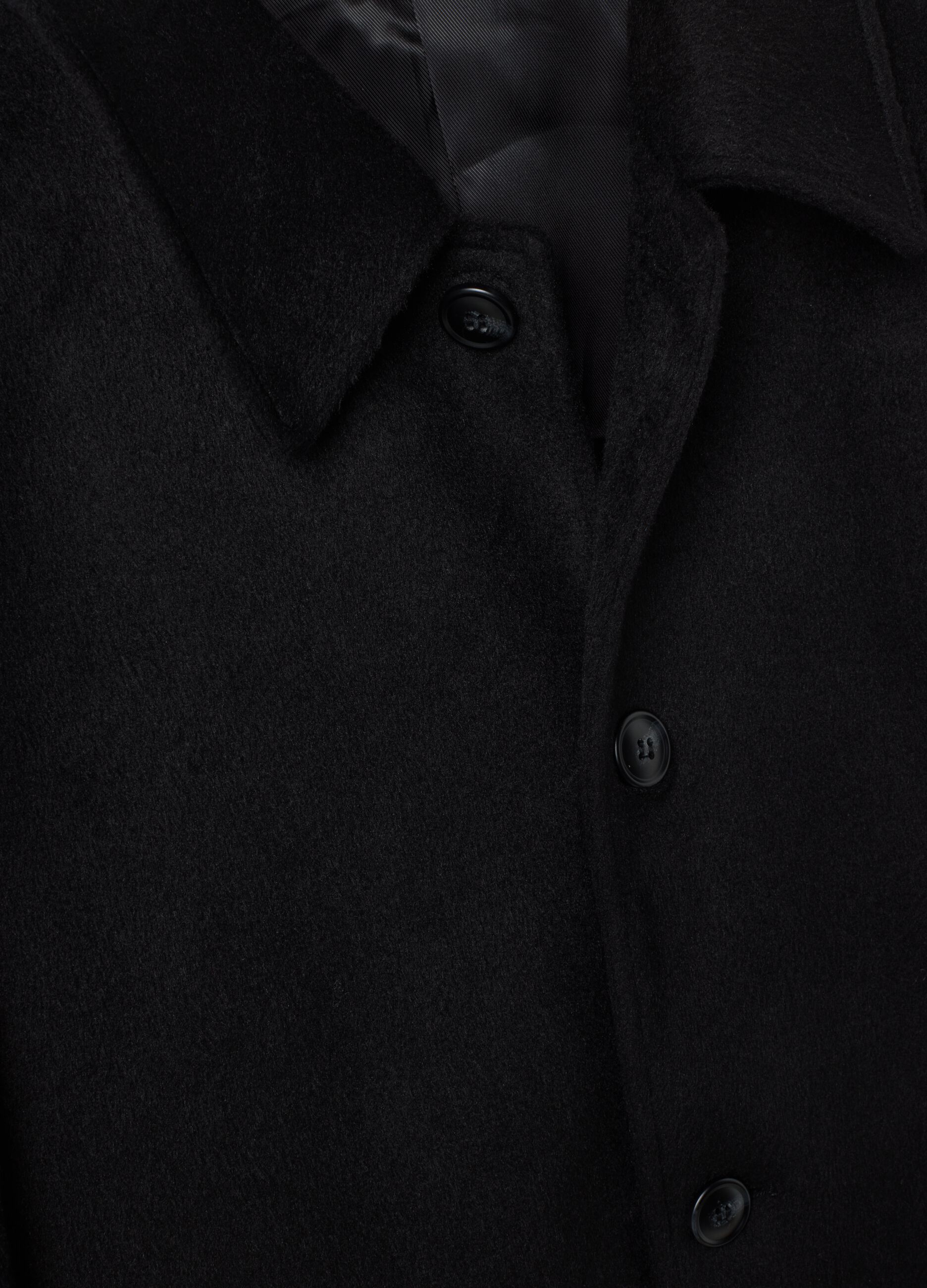 Black regular-fit coat with buttons