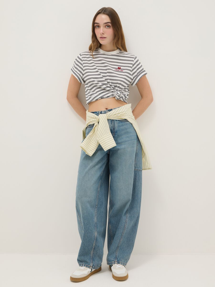 Multicolour striped pure cotton t-shirt regular fit_2