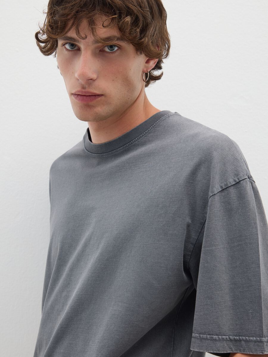 Grey pure cotton boxy fit T-shirt_3