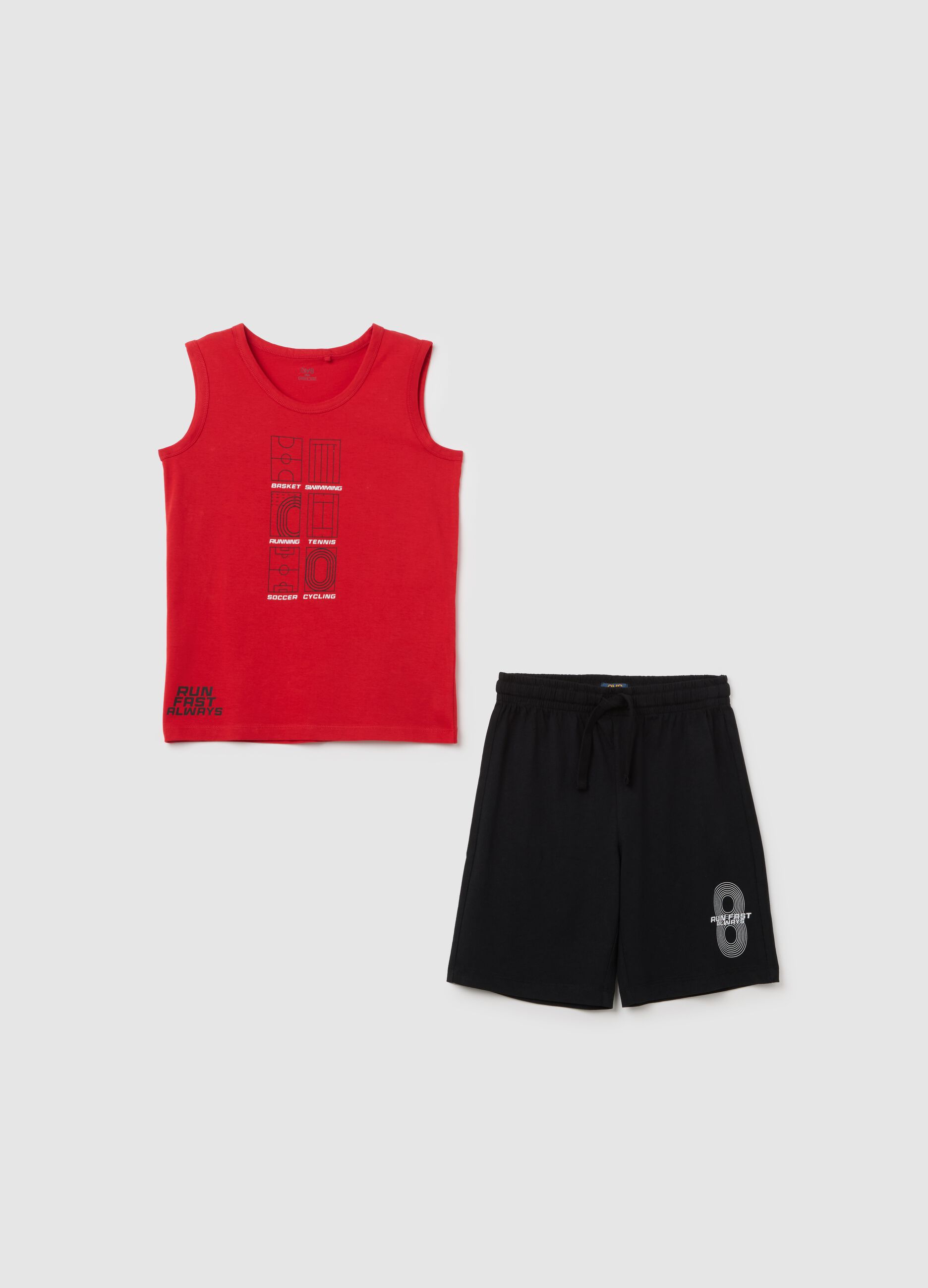 Boy's multicolour cotton jogging set, regular fit