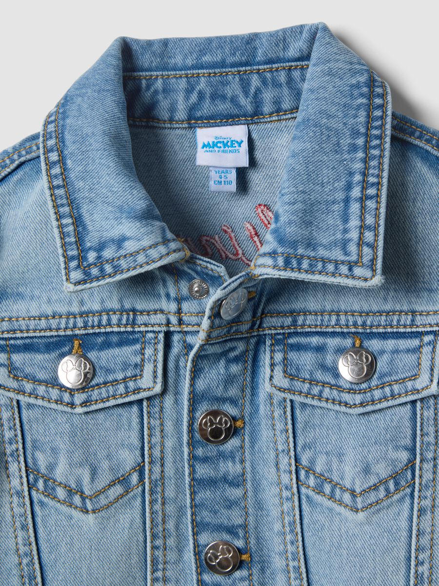 Gilet in puro cotone denim azzurro da bambina regular fit con Minnie_2