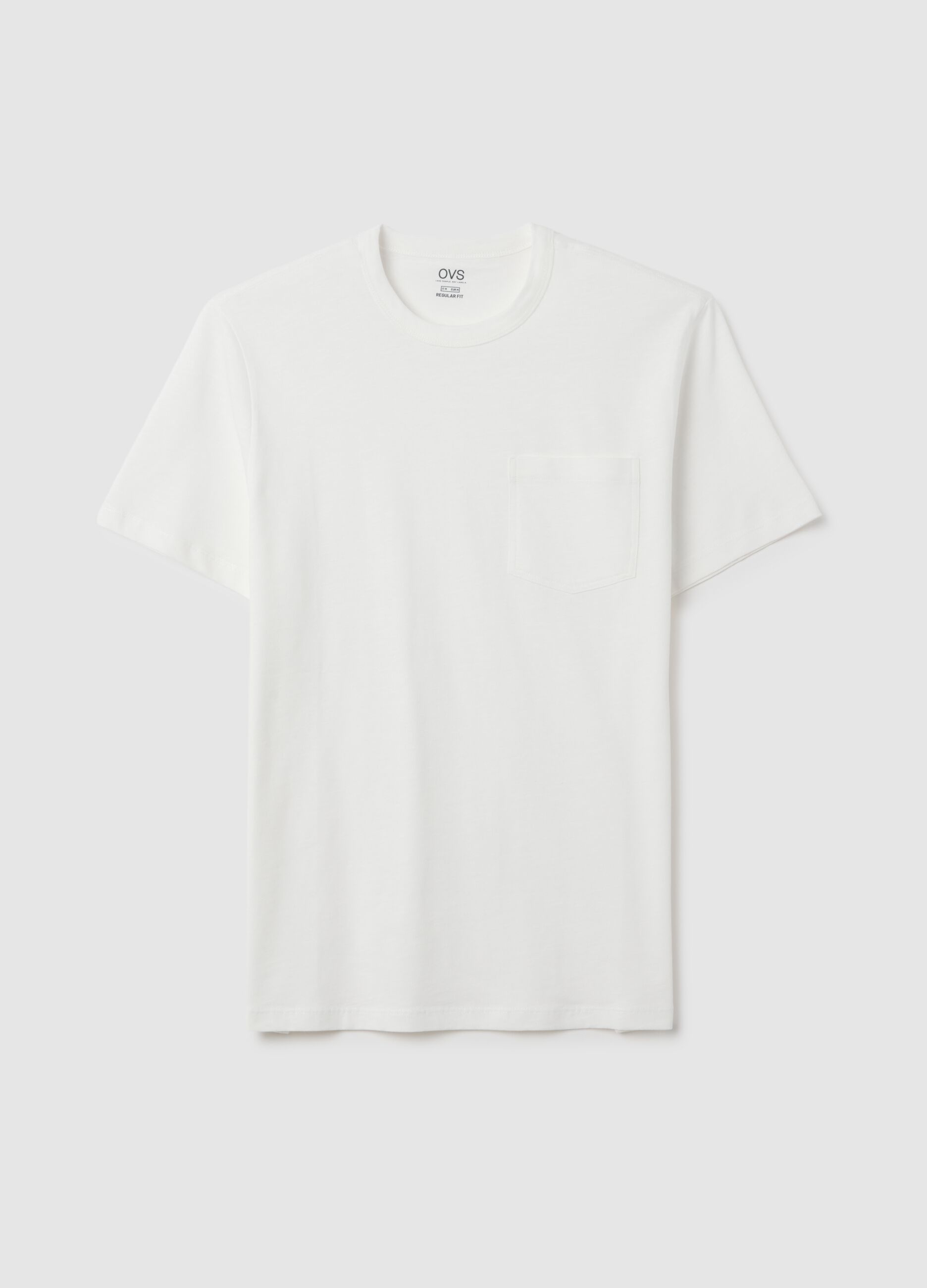T-shirt da uomo in puro cotone bianca regular fit con taschino