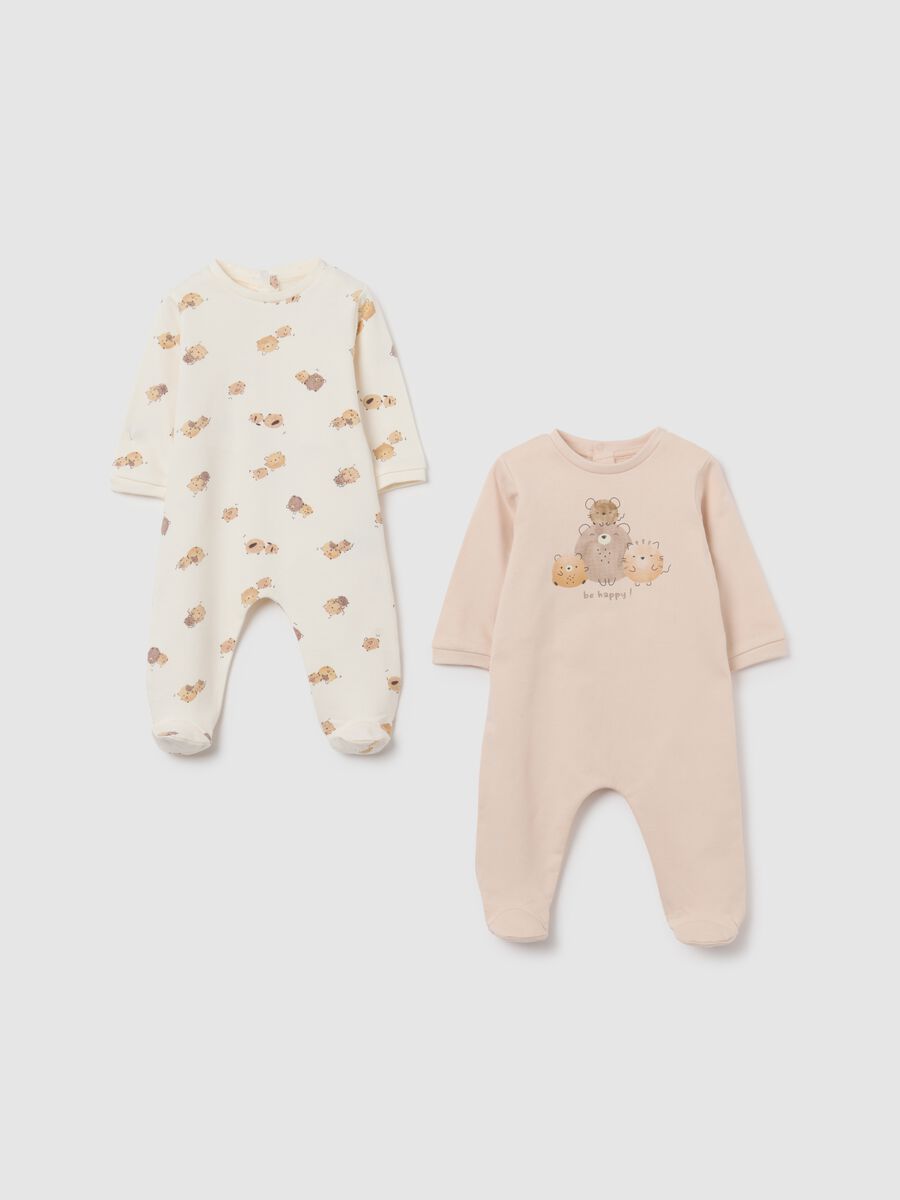 Twin pack newborn rompers in pure cotton multicolour_0