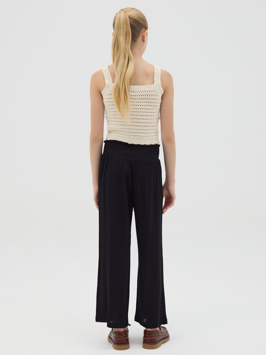 Pantaloni da ragazza in pura viscosa neri a gamba larga_3