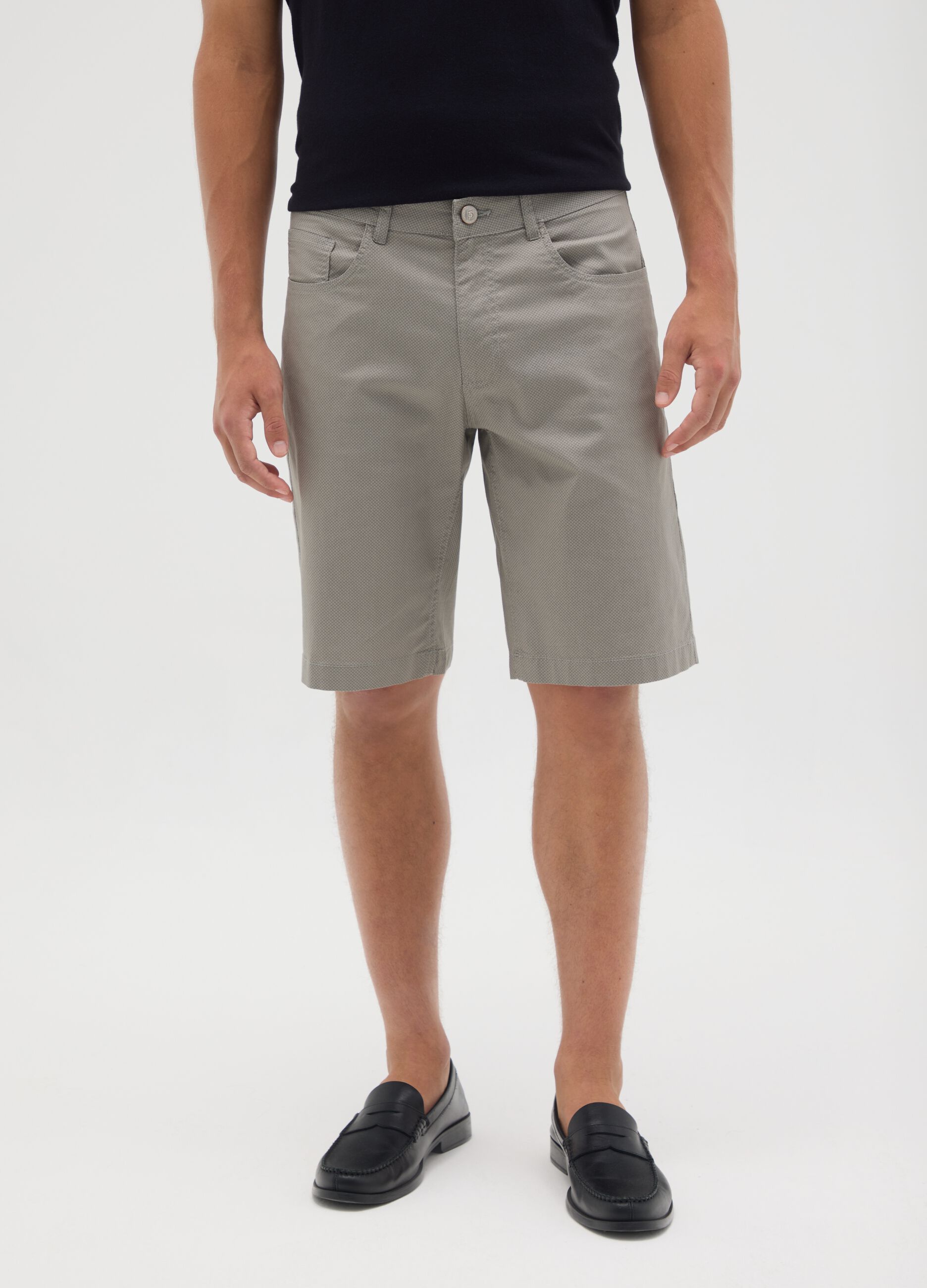 Men's grey stretch cotton Bermuda shorts in regular fit