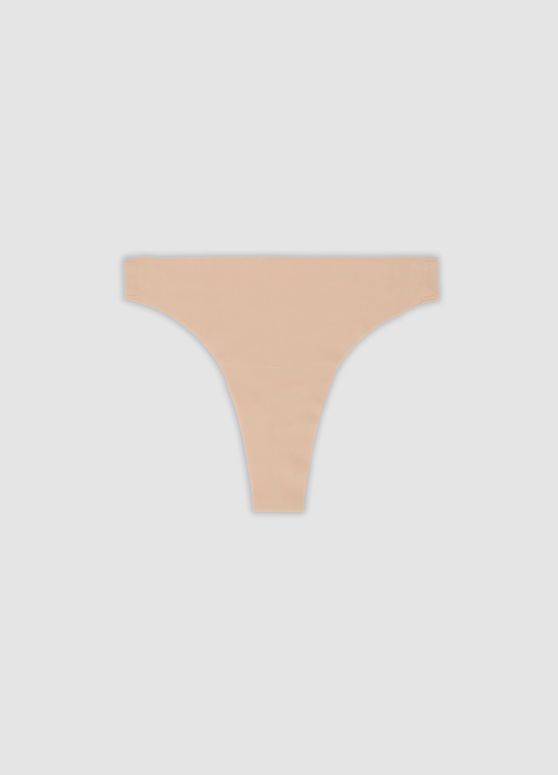 Beige stretch-fabric Brazilian briefs