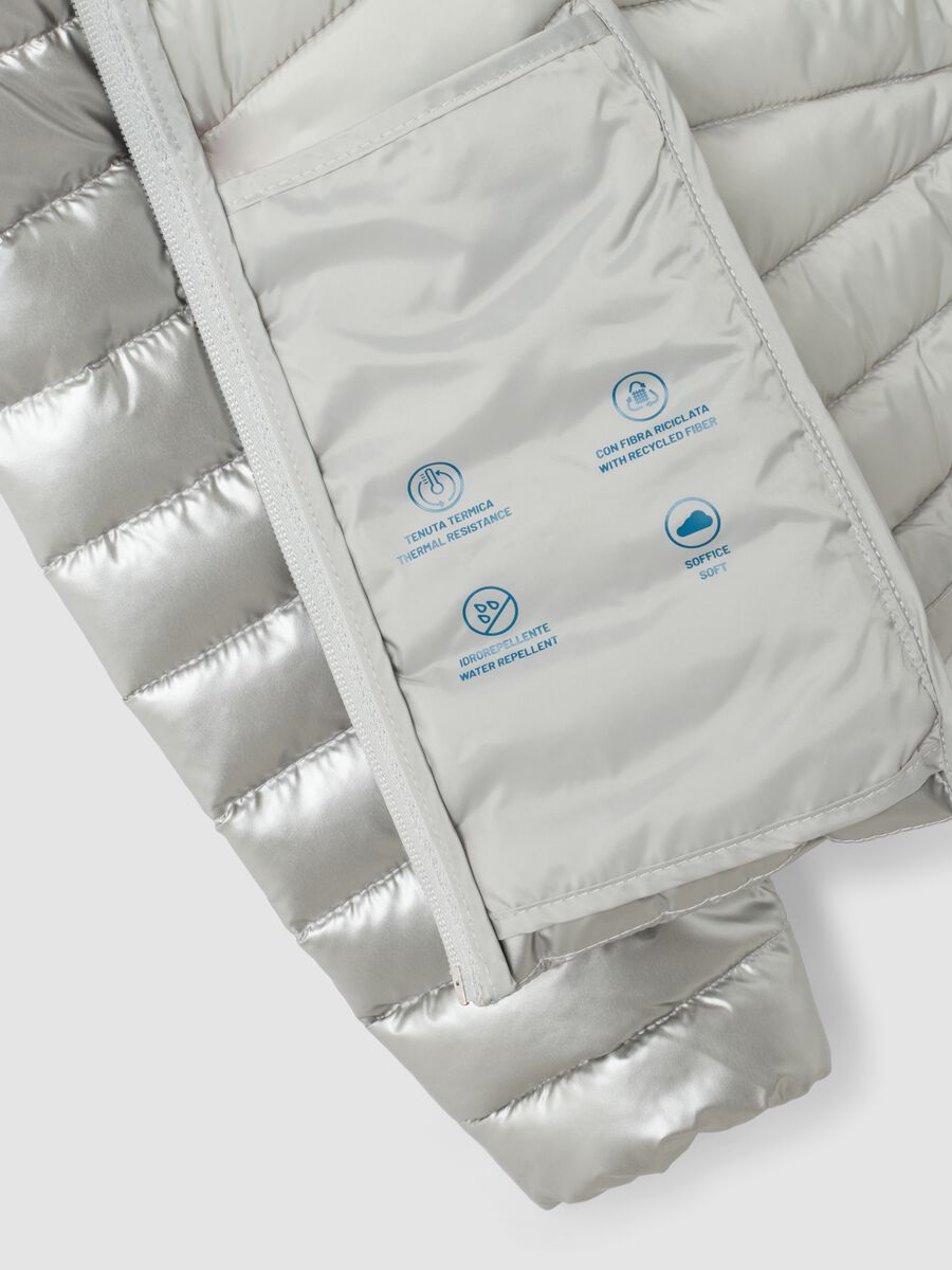 Giacca Ultralight imbottita grigia con cappuccio e zip per ragazza_7