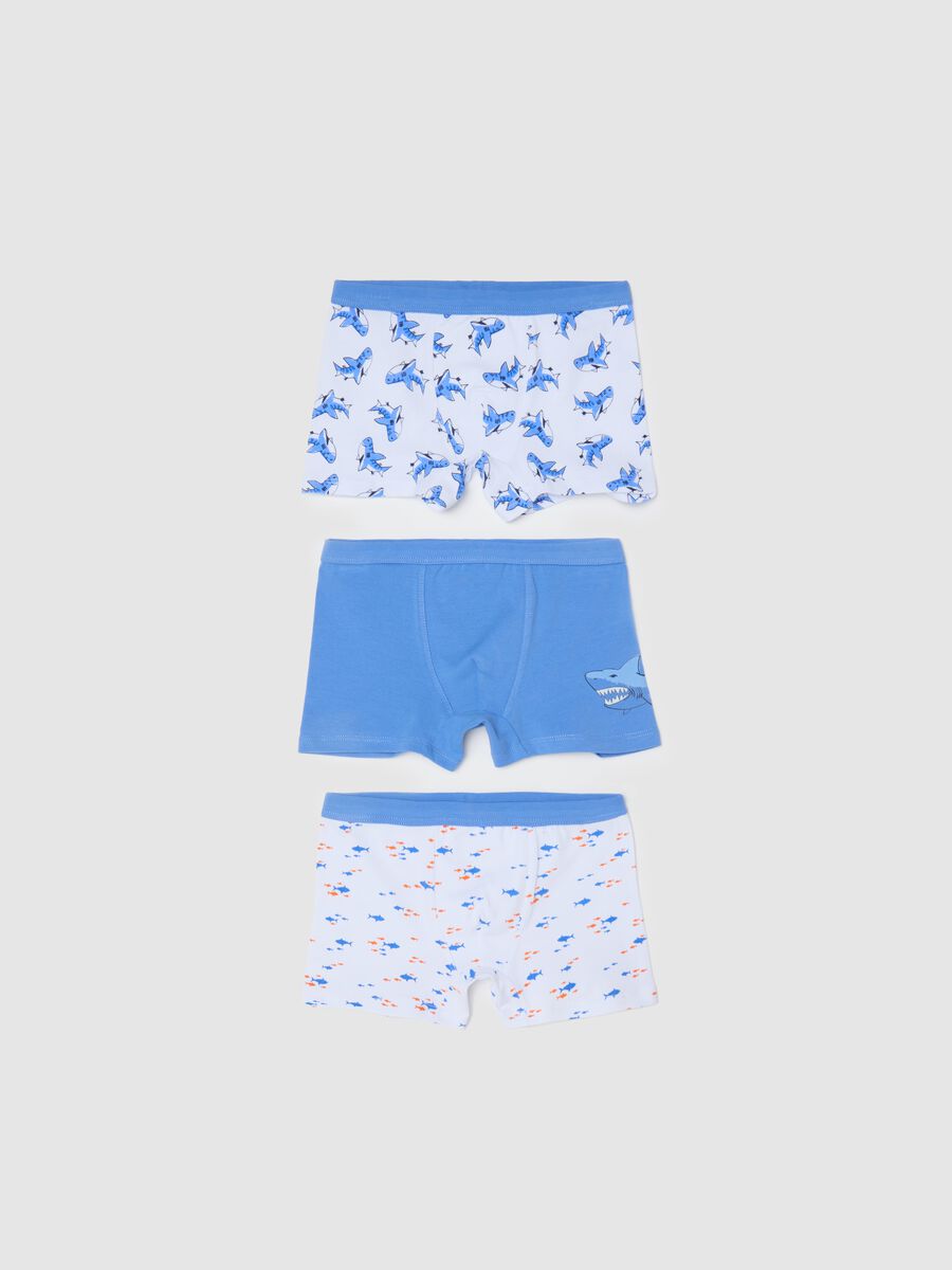 Three-pack white and light blue boxer shorts with print_0