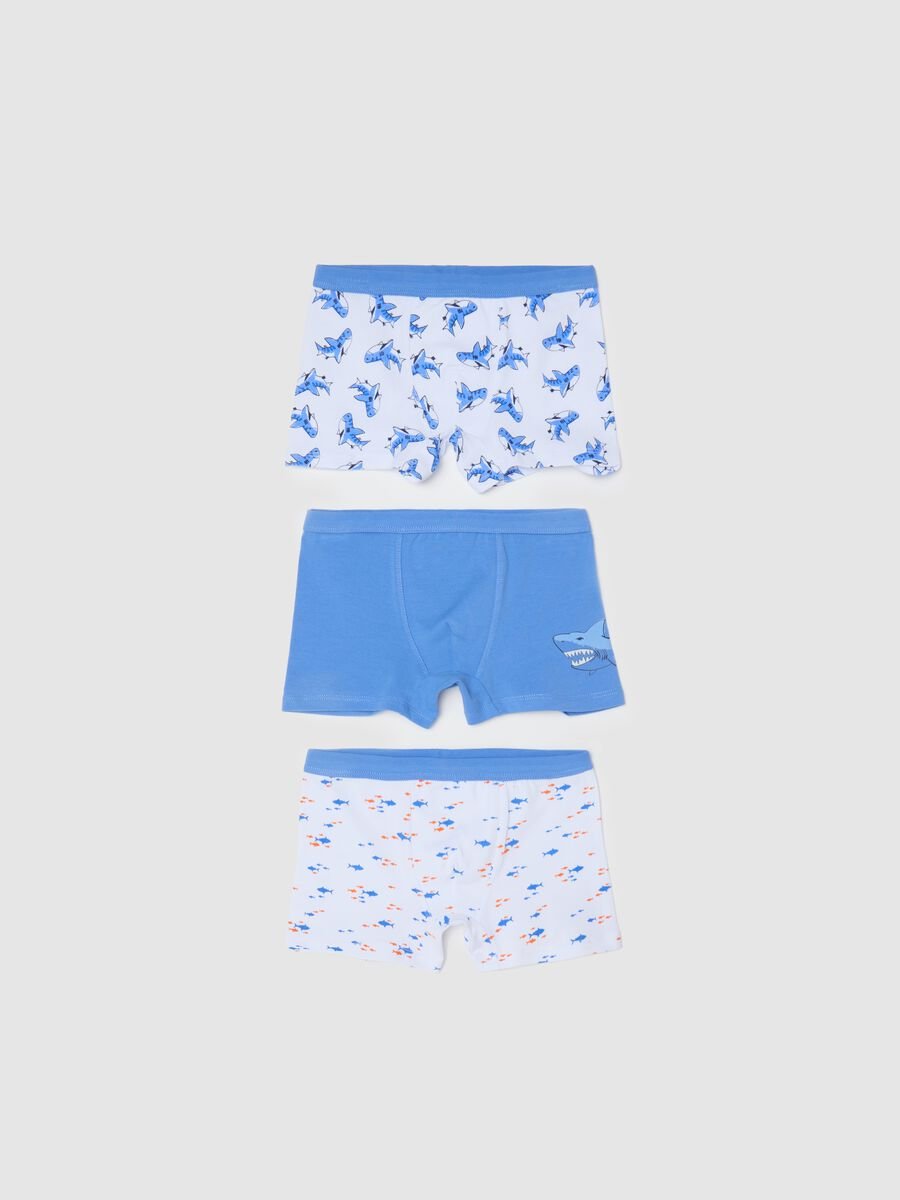 Three-pack white and light blue boxer shorts with print_0