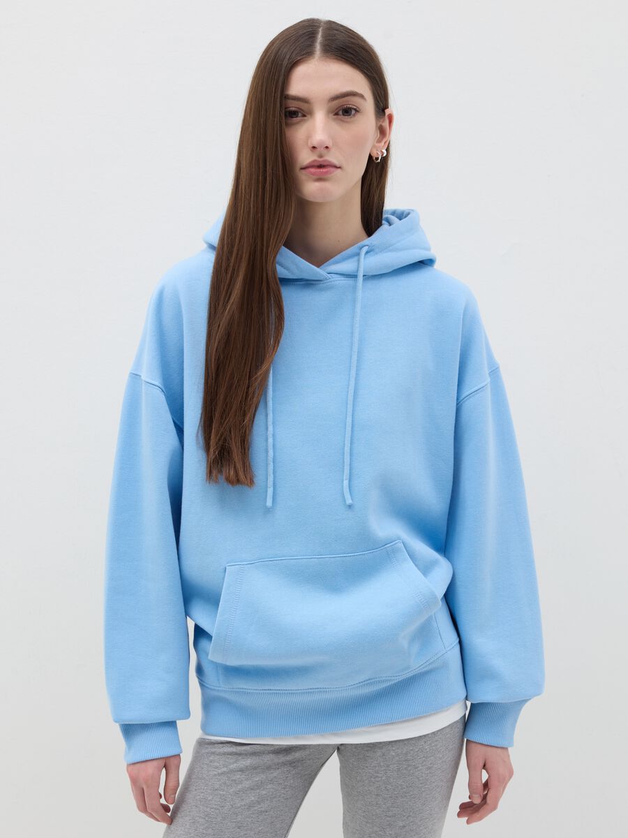 Sweatshirt with hood and layered-effect insert_0