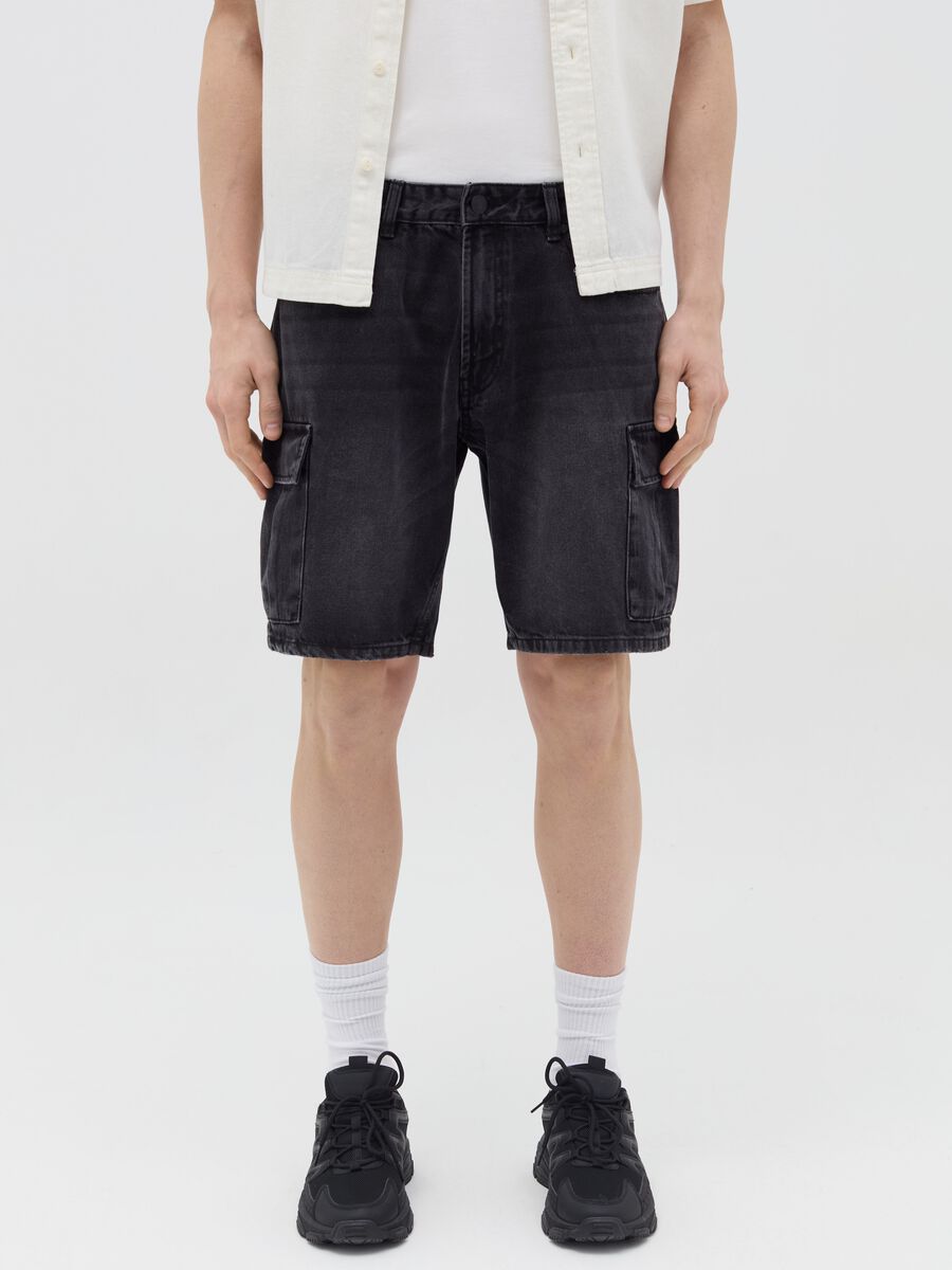 Cargo Bermuda shorts in denim_1