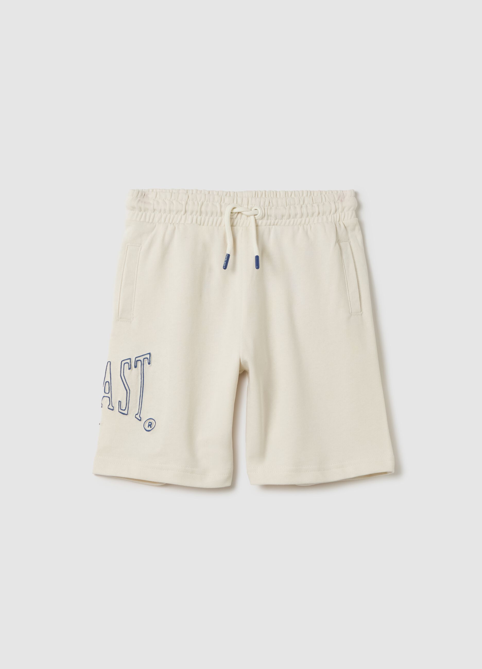 Bermuda jogger bianchi con coulisse e stampa logo