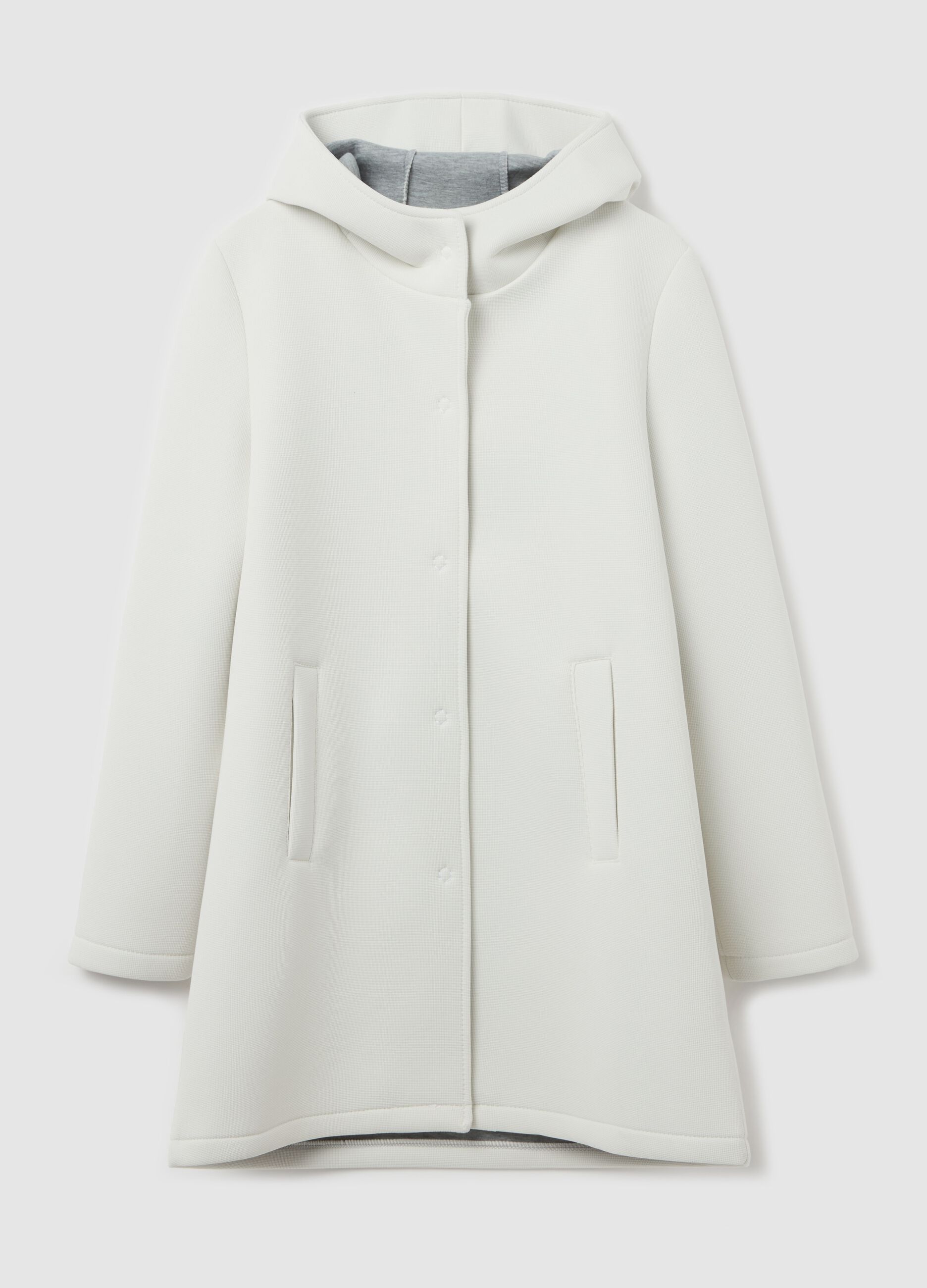 Long jacket with buttons and hood
