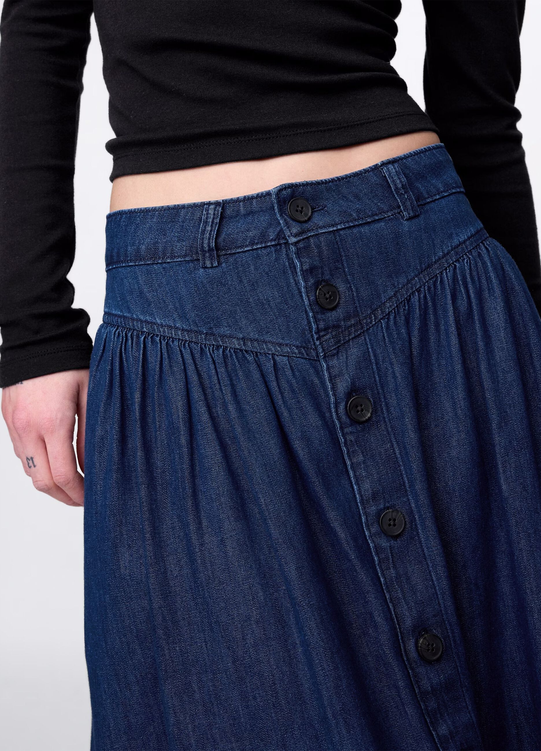 Gonna lunga in denim di cotone