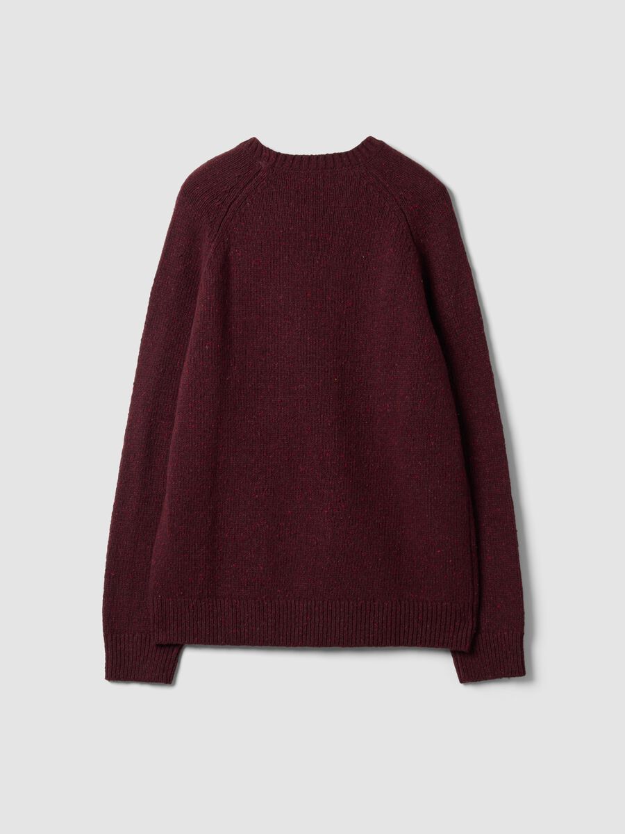 Maglione rosso girocollo in misto cotone e lana_6
