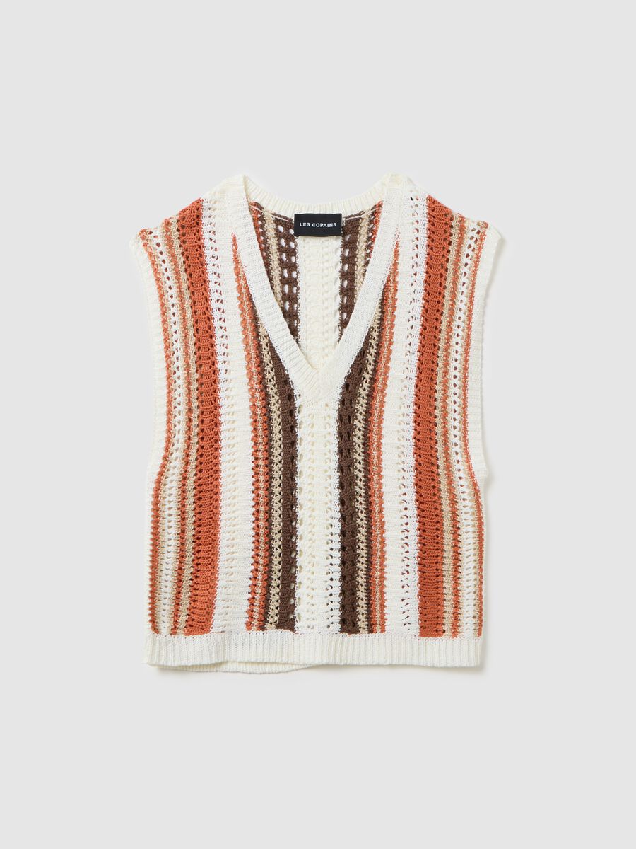 Les Copains Multicolour Summer Striped Acrylic Vest_4