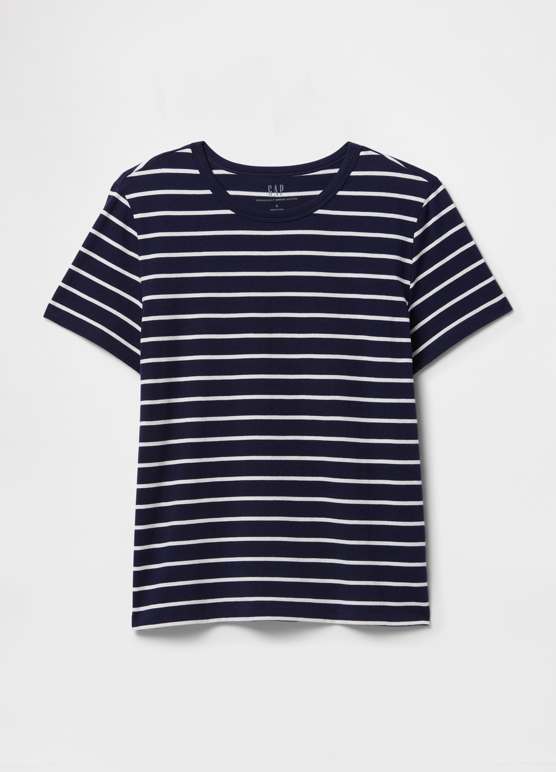 Blue and white striped pure cotton T-shirt