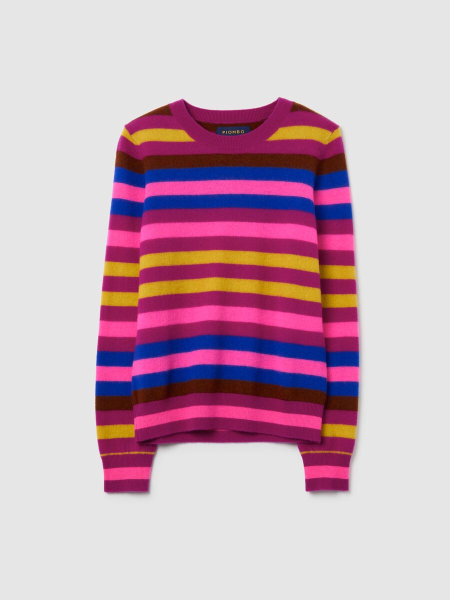 Maglione a righe multicolor in pura lana_4