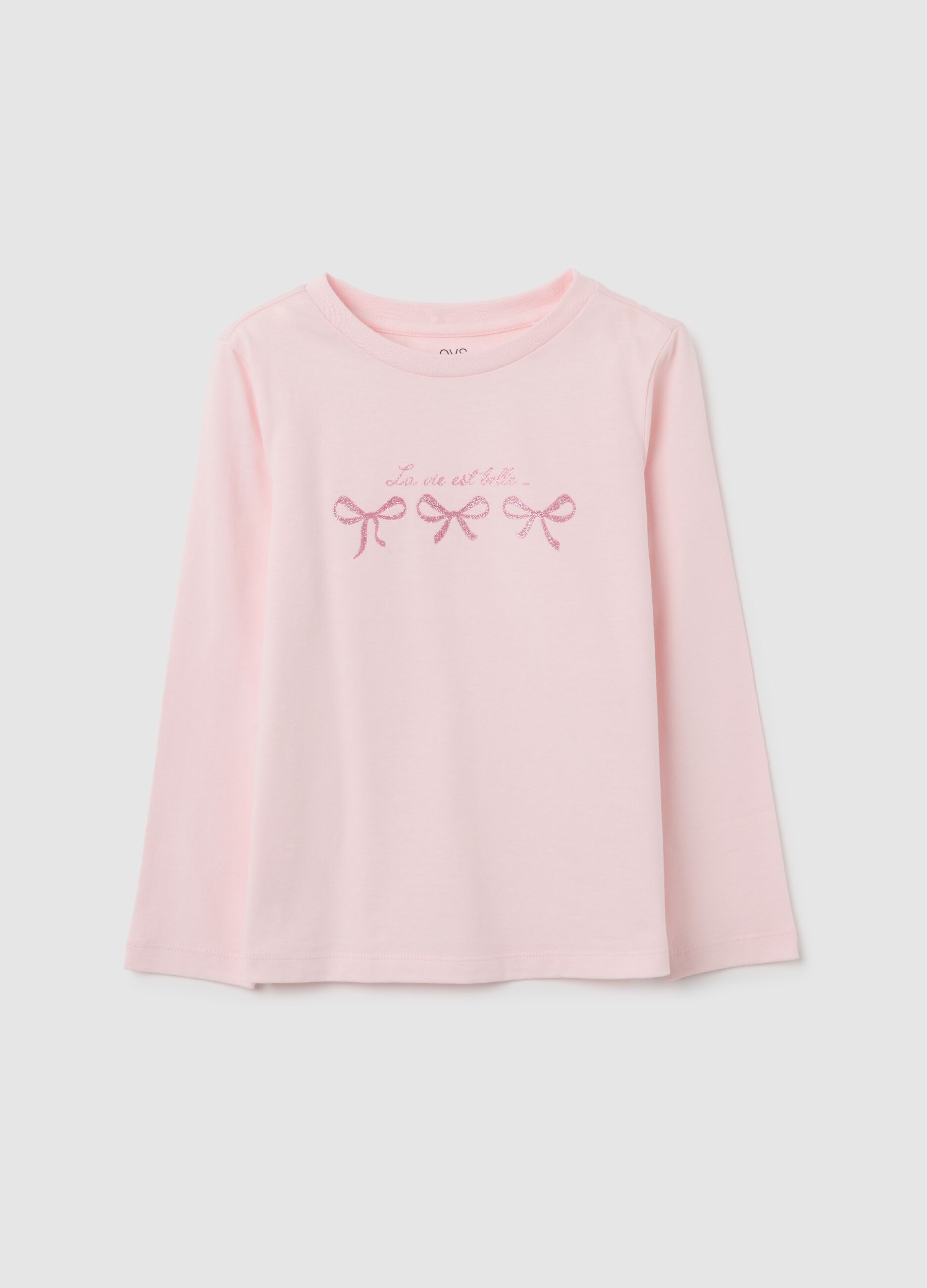 Girl's pink pure cotton T-shirt regular fit