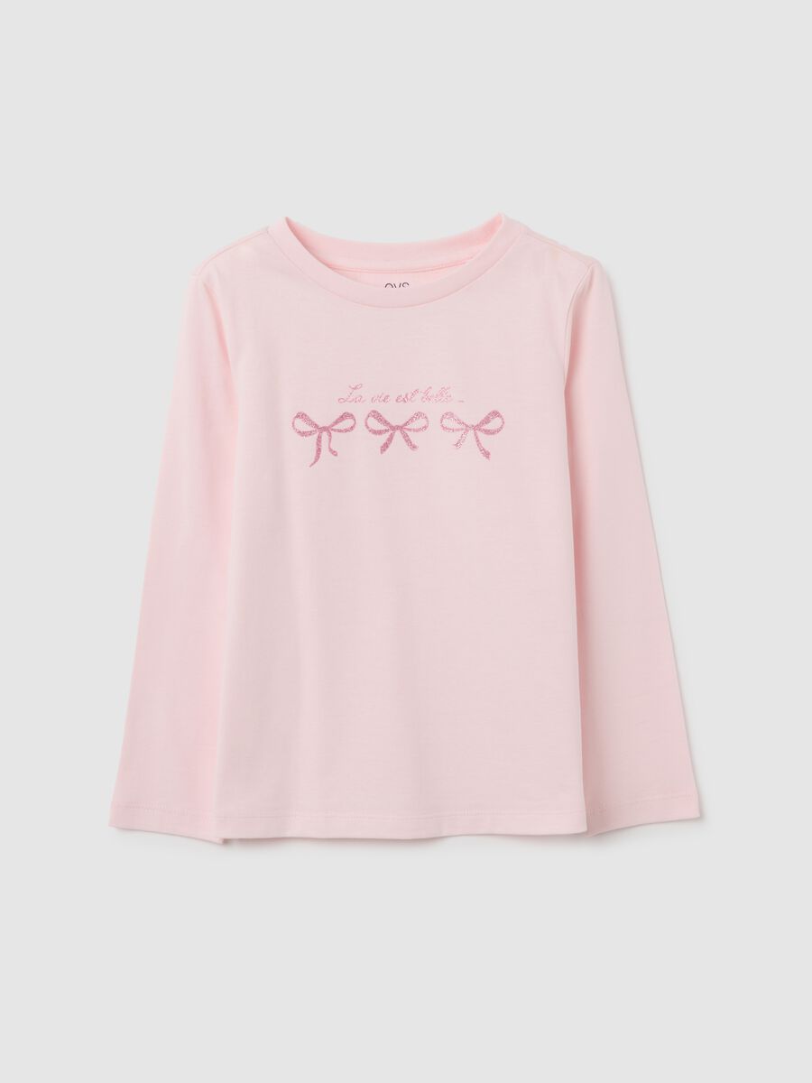 Girl's pink pure cotton T-shirt regular fit_0