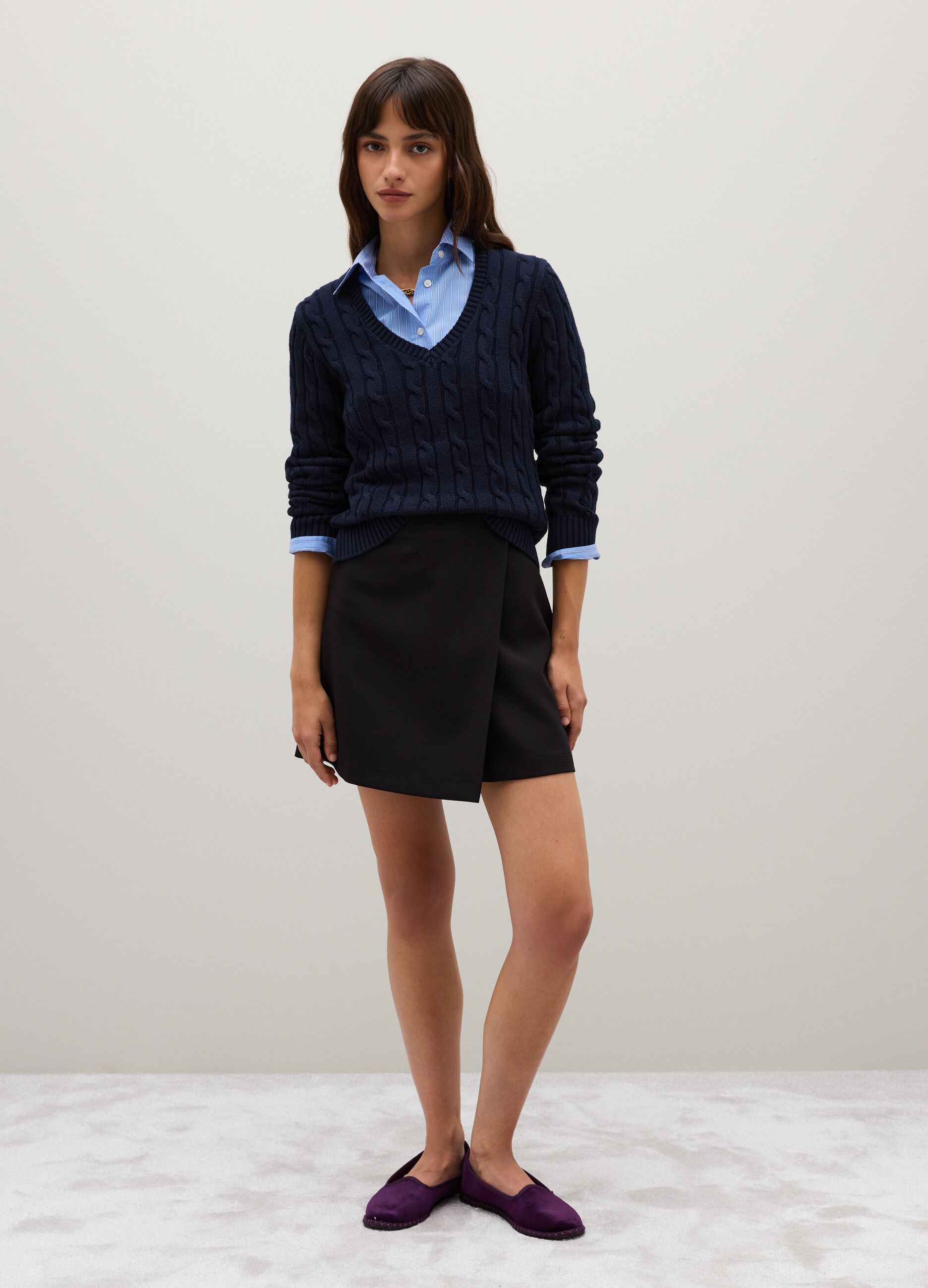 Regular fit blue pure cotton jumper