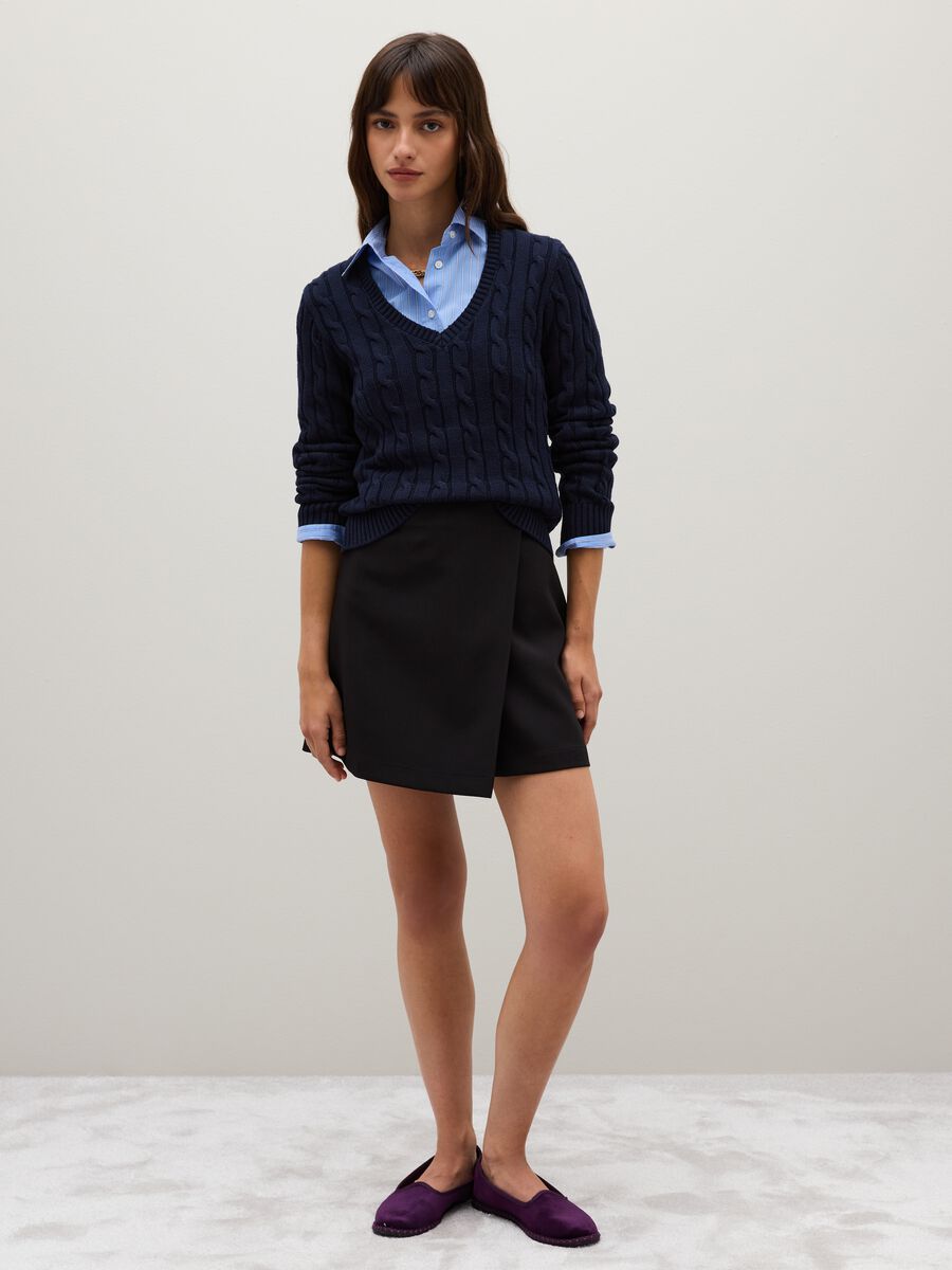 Maglione in puro cotone blu regular fit_1