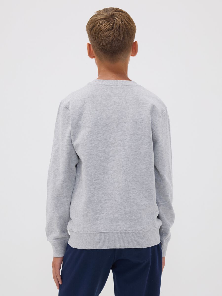 Grey cotton and viscose blend sweatshirt with &ldquo;Victory&rdquo; slogan for boys_2