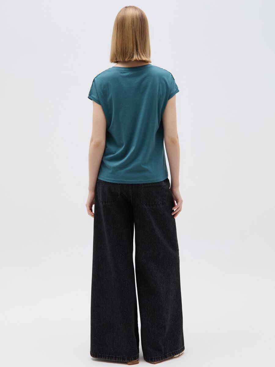 Cotton T-shirt with broderie anglaise_1