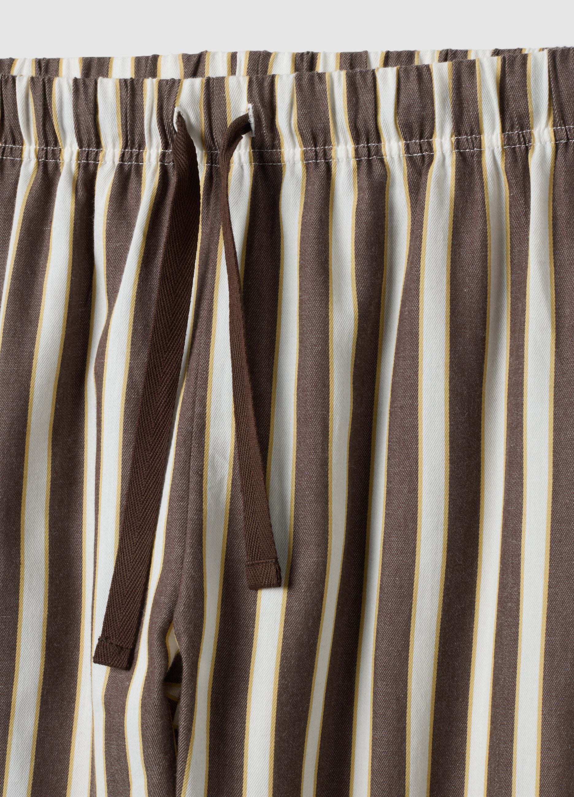 Brown pure organic cotton striped pyjamas, regular fit