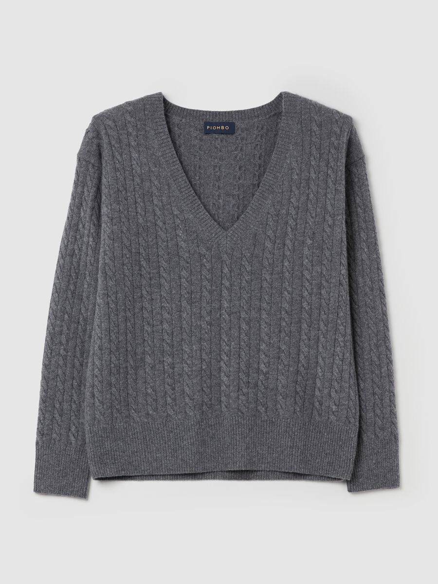 Cable-knit cashmere pullover with V neck_4
